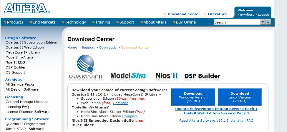 altera quartus ii download